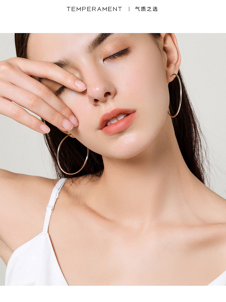光面大圈耳环女圆形夸张圈圈韩国气质圆圈大耳圈2020年潮个性网红
