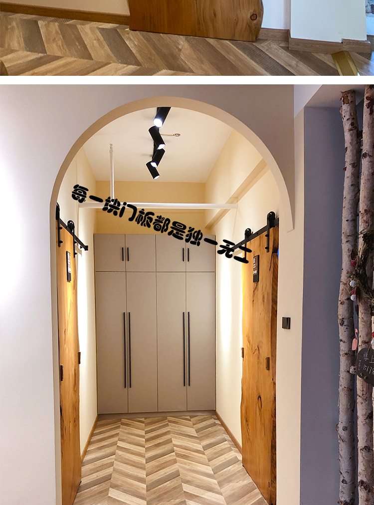美式纯实木谷仓门自然边大板移门客厅厨房卫生间隔断门卧室推拉门