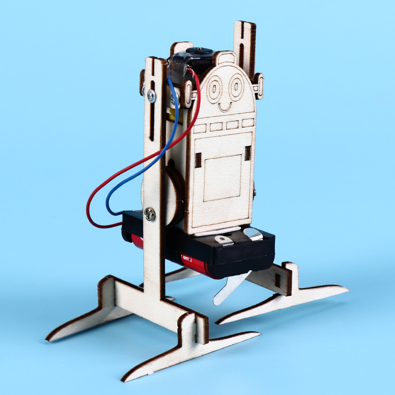 木质科技小制作diy手工双足机器人走路漫步机器人科学实验模型