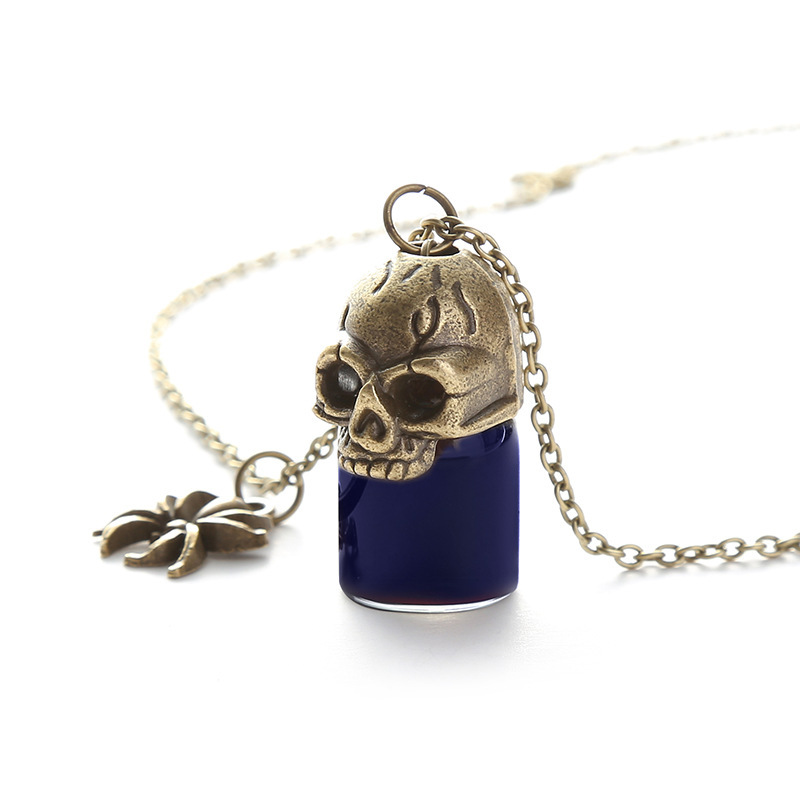 哥特式 复古 血瓶 骷髅 另类 恐怖 万圣节项链 跨境饰品 亚马逊