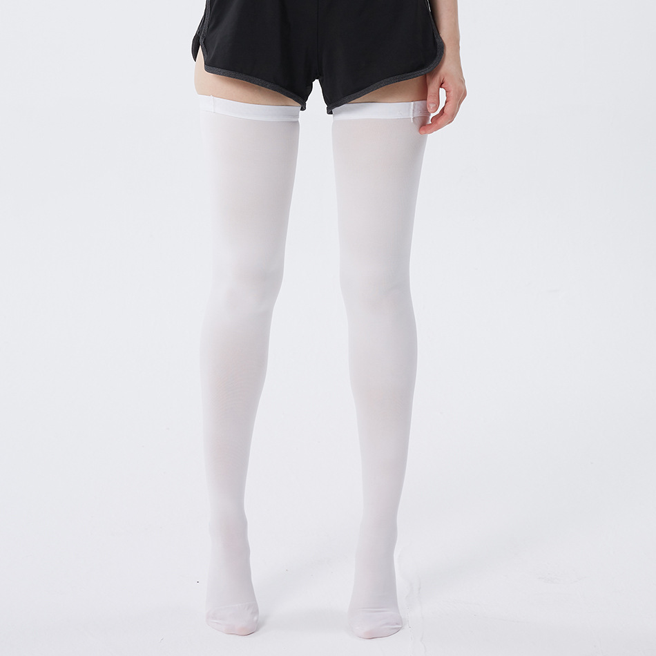 Grade 1 Long-Barreled Compression Stockings White Thrombosis Socks Thigh Supporter Socks Venous Elasticity Pregnant Women Nurse Foot Sock