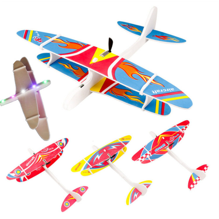 电动泡沫飞机usb充电手抛双翼滑翔机户外儿童玩具拼装航空模型