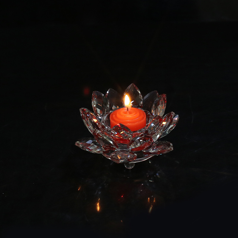 Factory Direct Sales Wholesale Butter Lamp Crystal Lotus Candlestick Lotus Home Decoration Lamp Holder Crafts