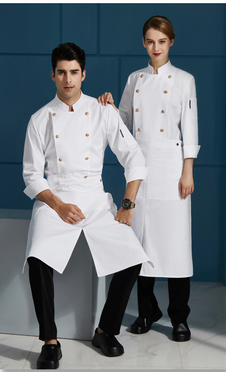 餐饮酒店西餐饭店后厨厚料工服厨师长厨师服男长袖烘焙厨师工作服