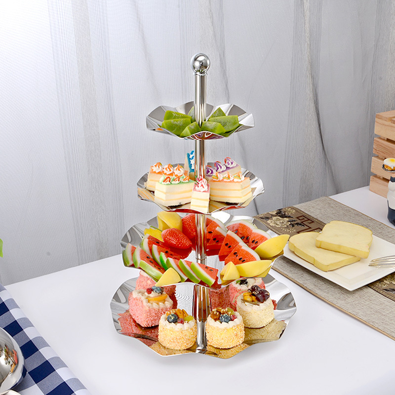 欧式三层下午茶点心架酒店甜品台摆件蛋糕水果托盘架冷餐茶歇摆台