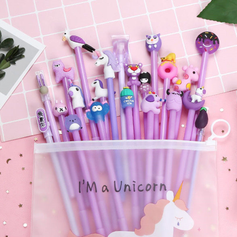 Girl Heart Cute Cartoon 0.5 Black Gel Pen Set 20 Pcs plus Pencil Case Signature Pen Student Wholesale