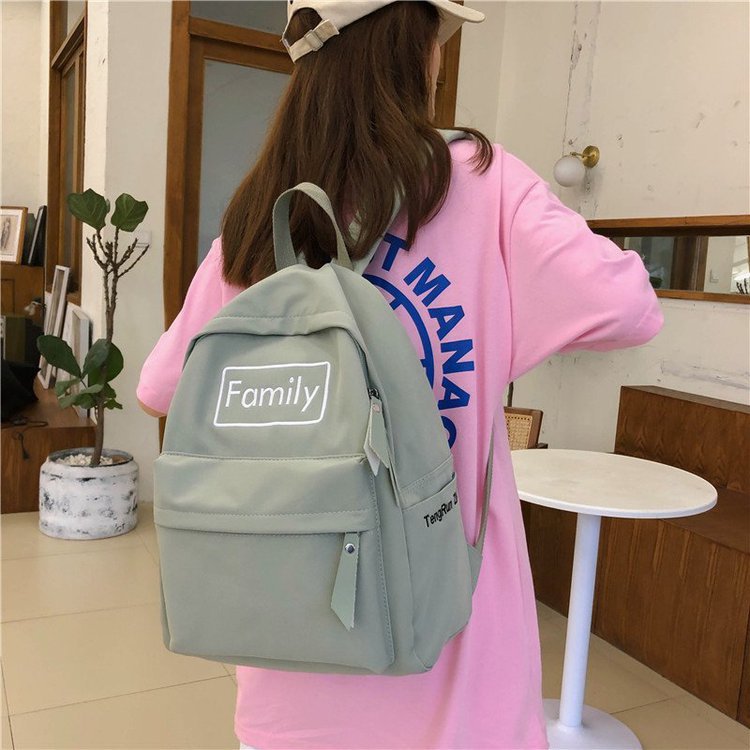 Schoolbag Female Korean Ins Style Vintage Style Girl Student Schoolbag Japanese College Style Soft Girl Embroidered Letter Backpack