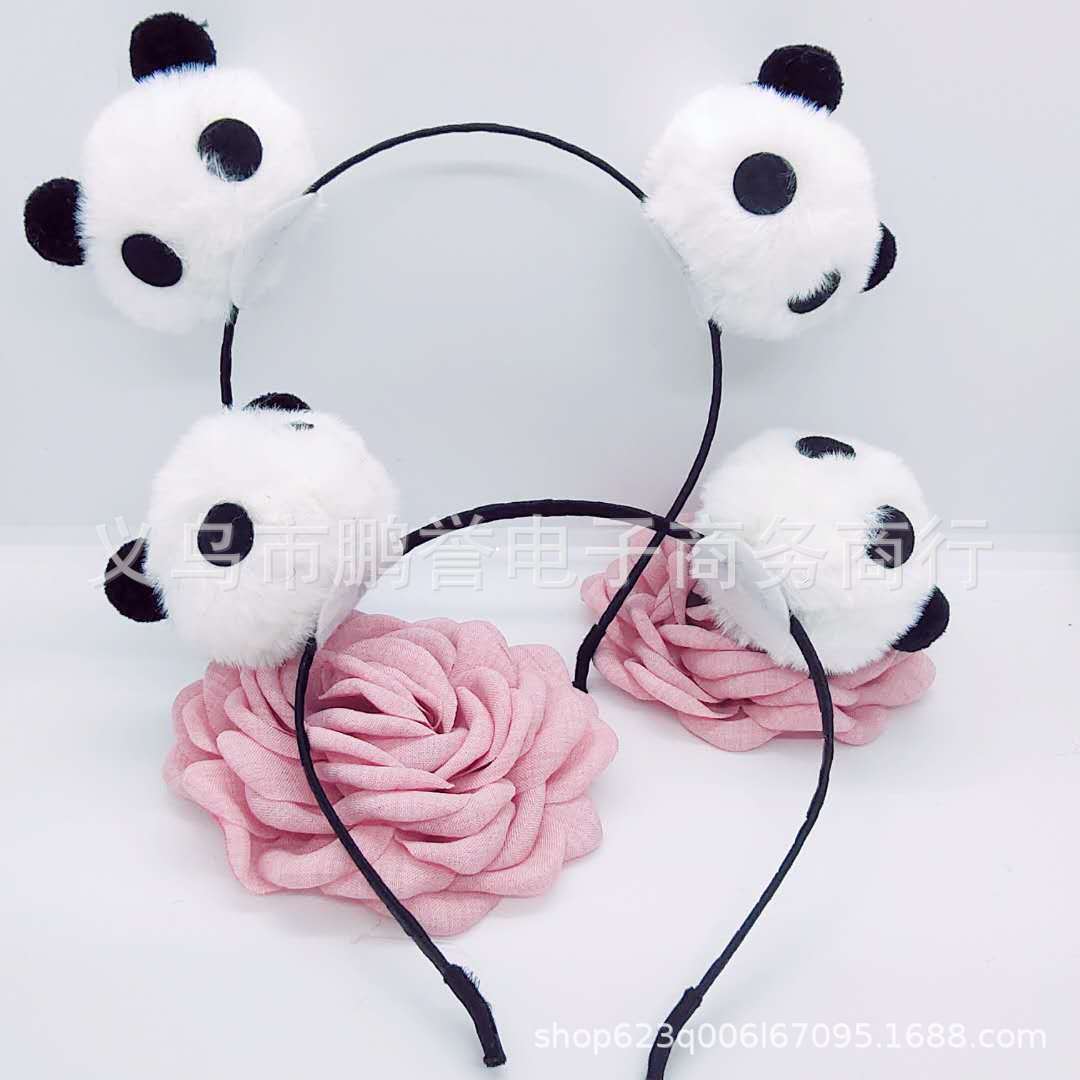factory direct supply for cute imitation rabbit fur panda head fur ball all-match headband fur ball