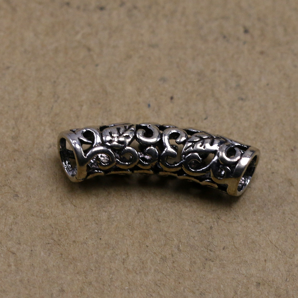 花纹图案西藏山南鸡血藤手镯diy包银弯管珠子云南金刚藤藏银套头