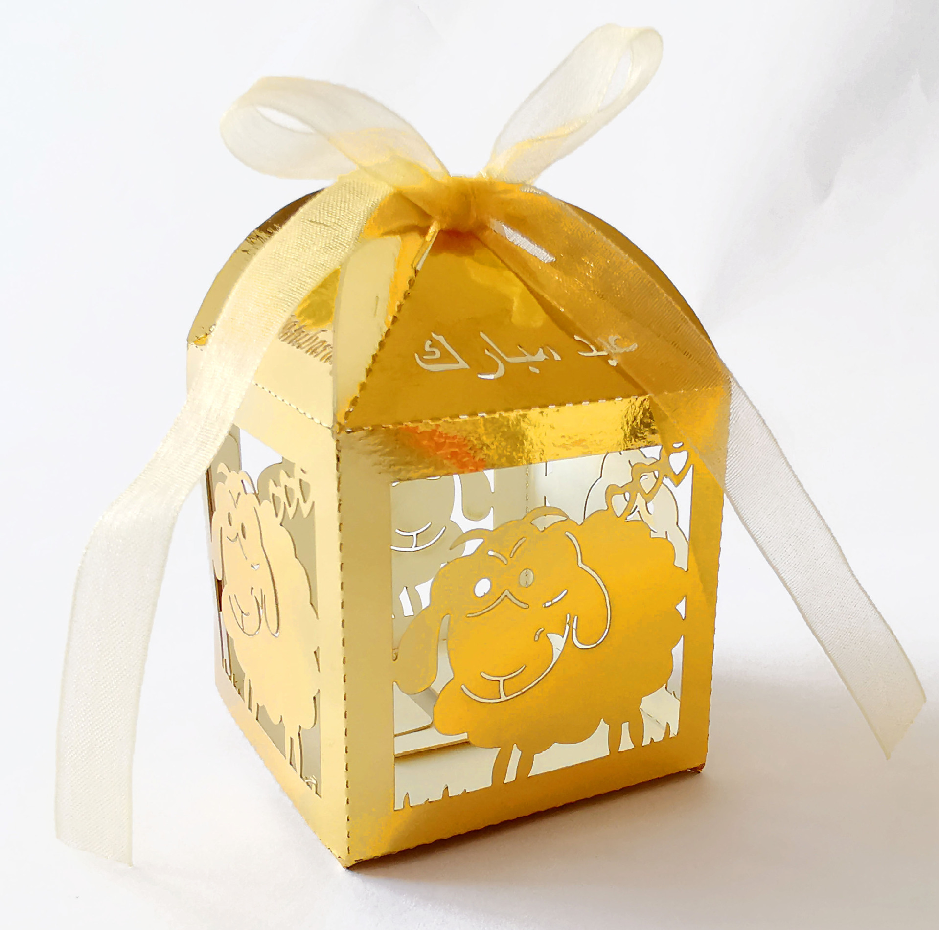 穆斯林中东斋月节 镂空小绵羊喜糖盒 银色开斋节纸盒 eid包装盒