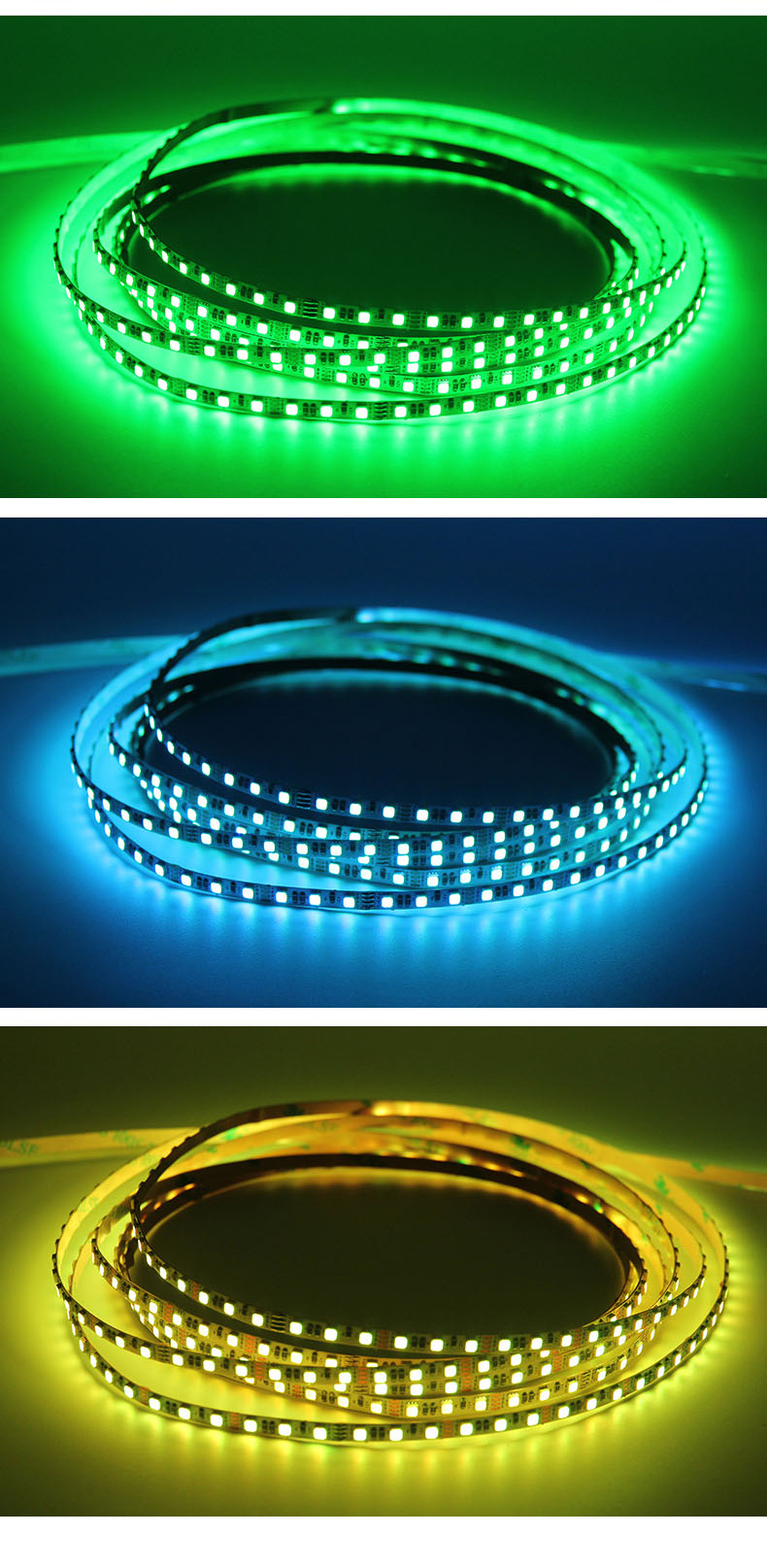 2835rgb led七彩灯带灯条12/24v低压灯带120灯 厂家直销 加工定制