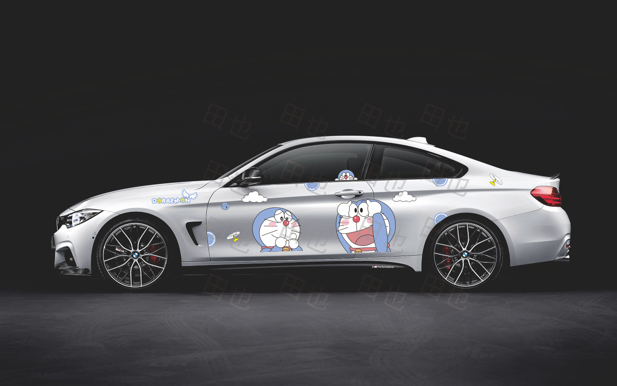 a梦汽车贴纸可爱卡通车身车门车贴划痕遮挡拉花