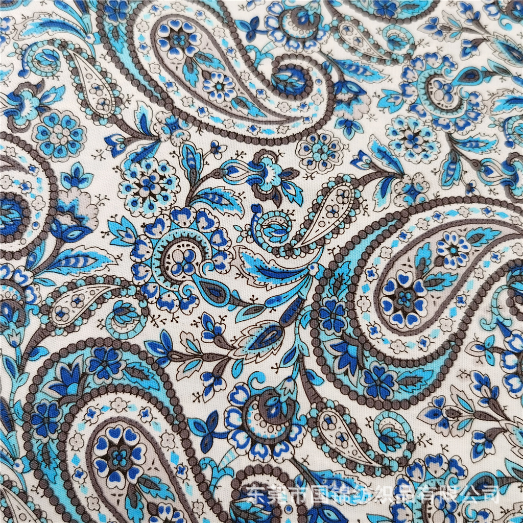 腰果花型棉布 40支棉府绸印花面料 现货批发腰果印花布