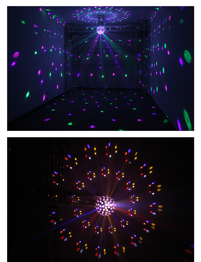 七彩灯水晶魔球旋转灯光舞台爆闪蹦迪舞厅摇滚酒吧家用ktv闪光灯