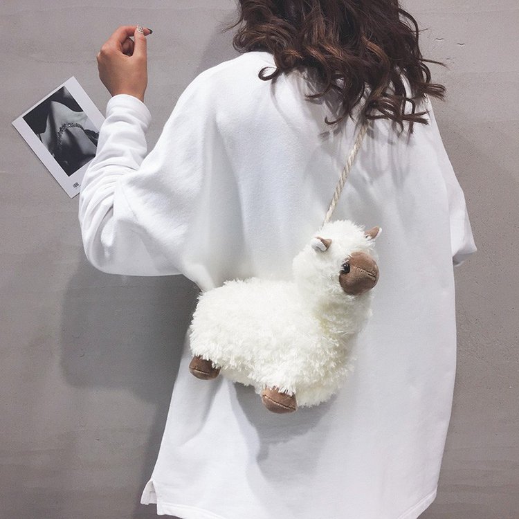 Autumn and Winter New Korean Ins Cute Funny Personality Furry Alpaca Lovely Girl Crossbody Bag Trendy Small Bags