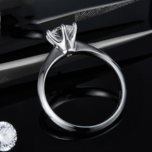 经典六爪一克拉锆石戒指女时尚简约开口指环送女友礼物求婚钻戒