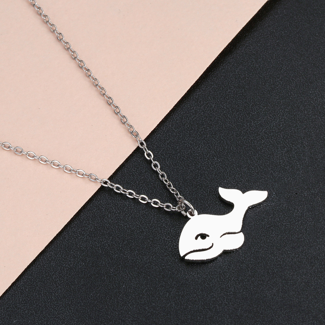 不锈钢项链女简约海洋动物饰品小丑鱼海鲸鲨鱼吊坠项链锁骨链礼物