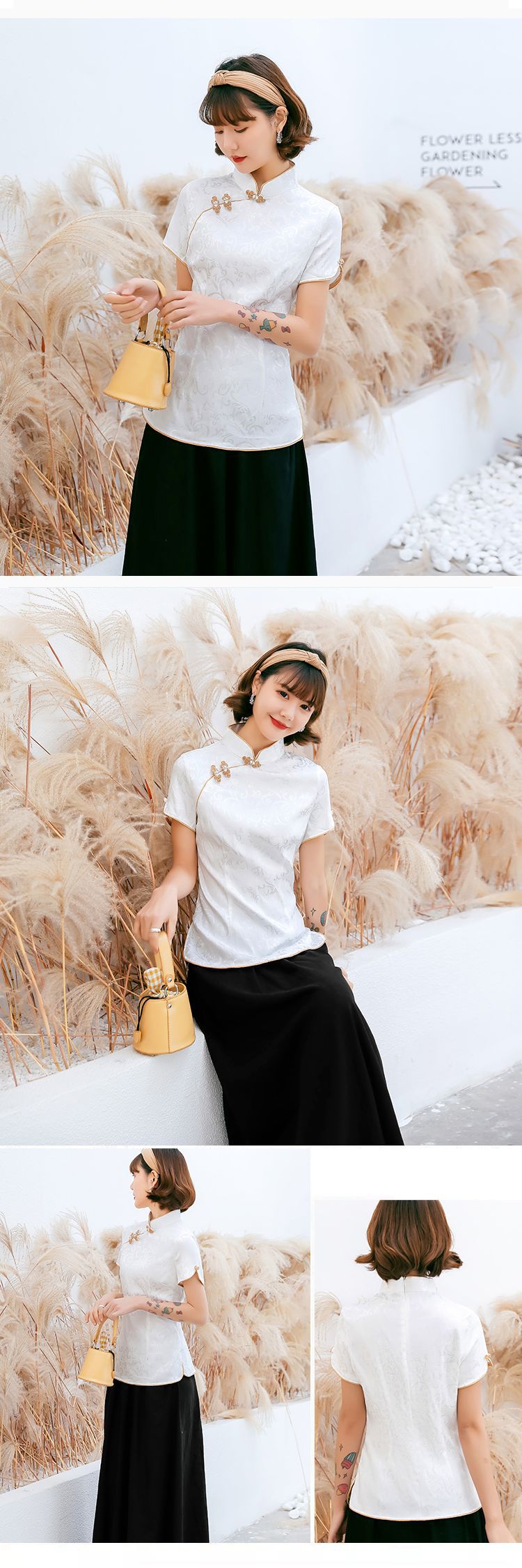 春夏季新款修身旗袍短款改良四面弹旗袍民国少女演出上衣套装