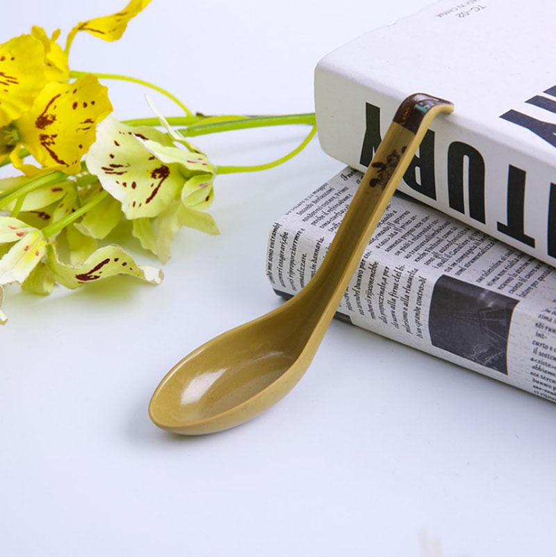 塑料密胺调羹 米饭酱料火锅蘸料勺子 长柄密胺如意勺饭店餐具批发