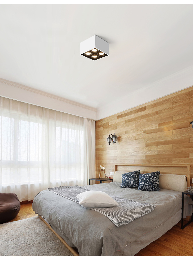 led四头方形明装筒灯客厅卧室家用cob盒子斗胆灯格栅灯防眩射灯