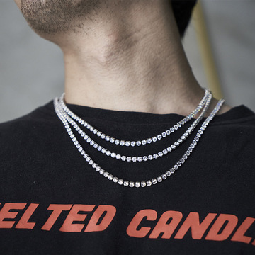 欧美街头嘻哈hiphop说唱潮人男女多层混搭个性蹦迪钛钢满钻项链子