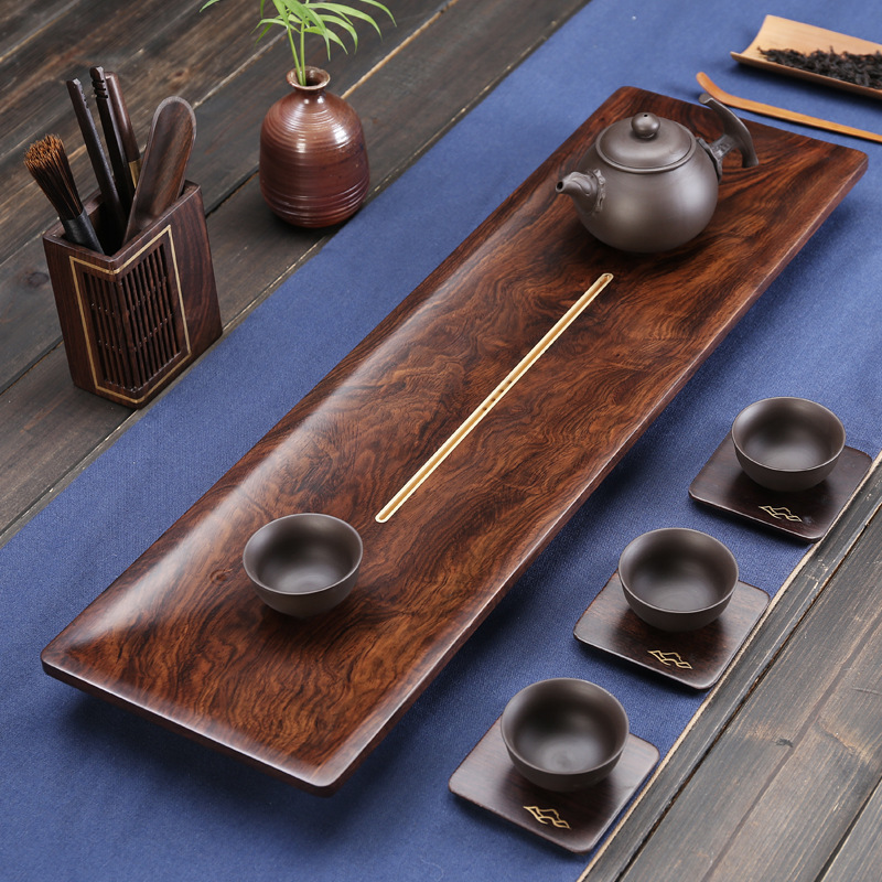 0成交595个厂家直销干泡台 整块黑檀实木茶盘祥云复古禅意茶道茶具