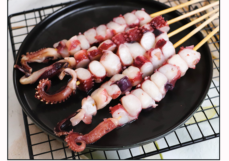 40g章鱼粒章鱼足章鱼脚八爪鱼足串网红商用烧烤铁板油炸食材20串