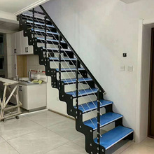 室内双梁复式阁楼楼梯家用简约时尚钢木楼梯厂家定制加工室内楼梯