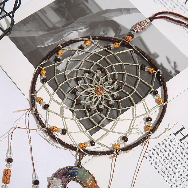 Tree of Life New Creative Dreamcatcher Colorful Stone Handmade Wind Chimes Room Bedroom Decoration in Stock Wholesale