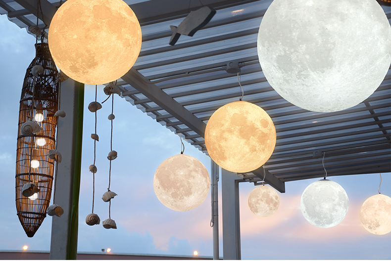 3d打印月球吊灯 现代简约北欧创意月球灯餐厅客厅卧室月亮灯吊灯