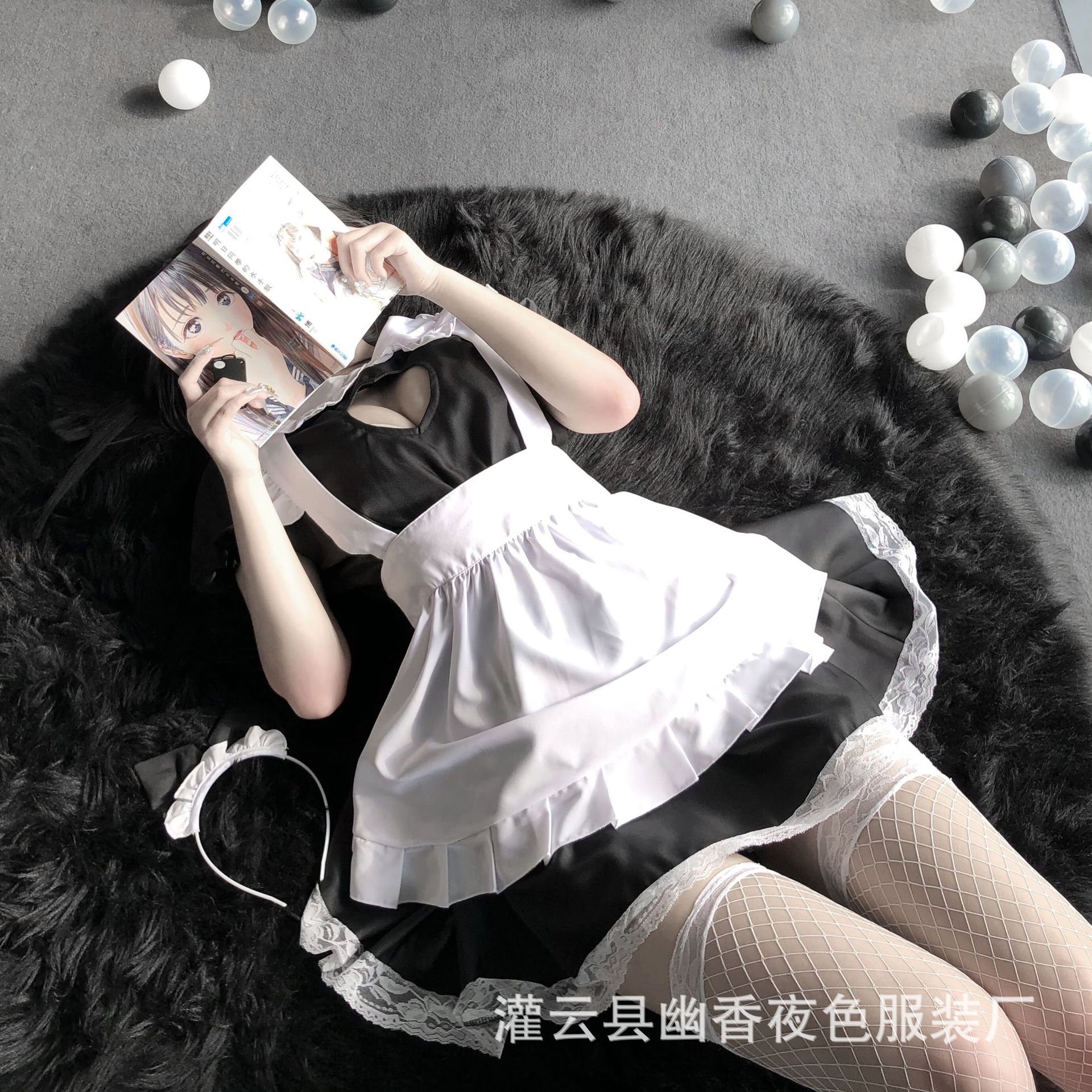 林林婷情趣内衣制服诱惑绑带围裙网纱透视角色扮演性感女仆套装