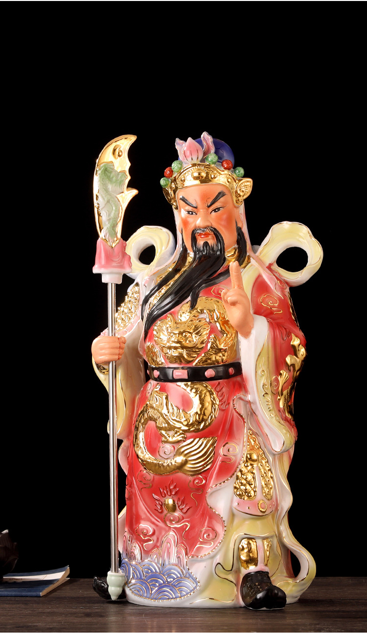 陶瓷金龙青瓷关公佛像 陶瓷工艺摆设 陶瓷工艺品批发 关公瓷像a40