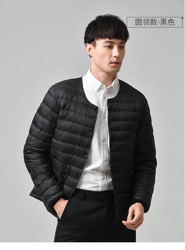 2020新款轻薄羽绒服男无领羽绒保暖内胆大码内穿打底圆领薄款外套