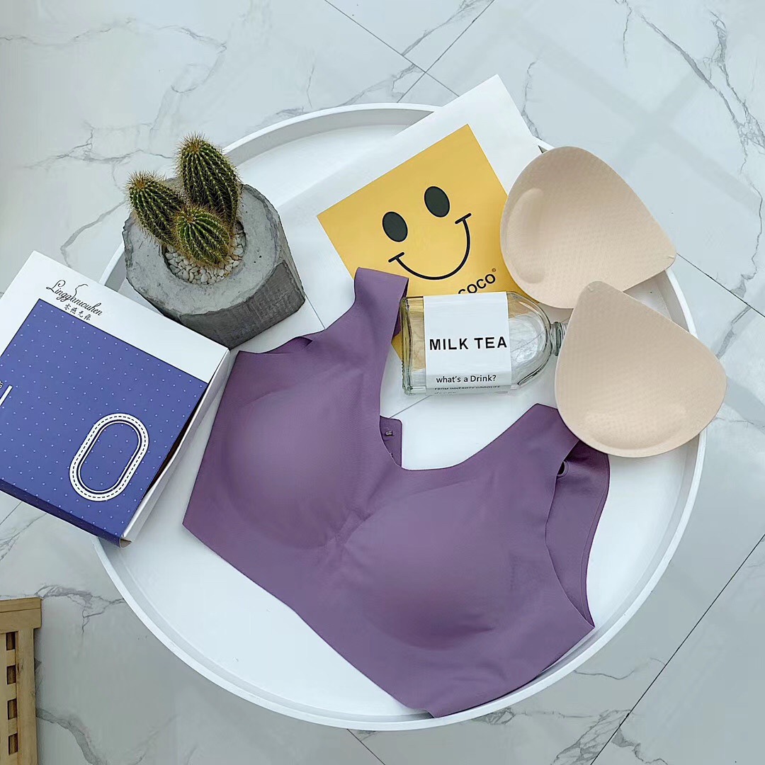 0零感无痕内衣女士一片式舒适运动睡眠文胸盒装