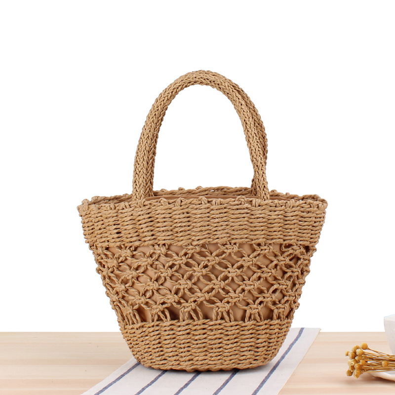 Xiao Qiao Shou Carry Woven Beach Bag Hollow Silk Scarf Fresh Straw Bag Holiday Photography Leisure Bag