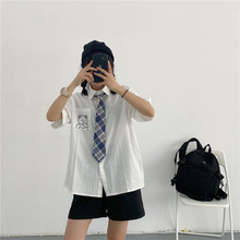 银河罐头/衬衫女新款2022年夏季薄款学院风韩版宽松日系衬衣外套