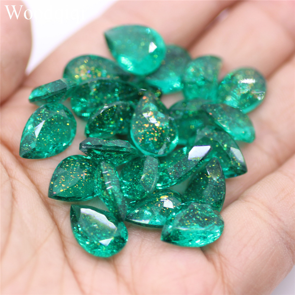 10x14mm透明幻彩水滴 尖底树脂钻蛋白色diy饰品配件材料