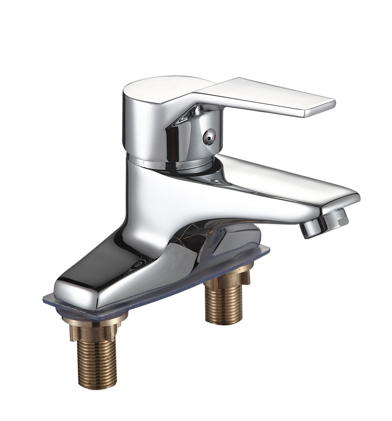 雅思两联脸盆水龙头电镀亮面冷热双孔三孔洗手盆二联混水批发厂家