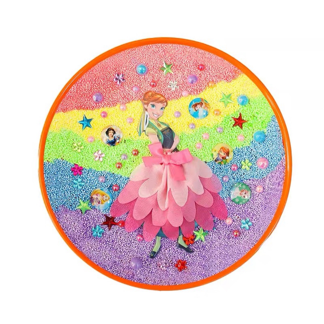 圆盘珍珠泥画 手工幼儿园diy创意摆件 儿童黏贴材料包制作 带支架