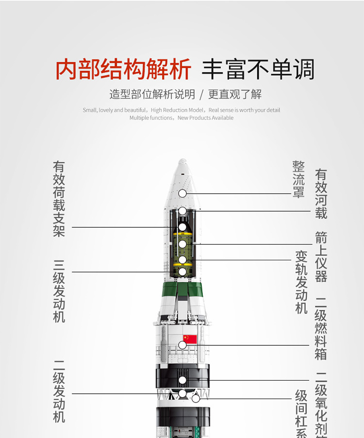 森宝203305航天文化长征一号模型兼容乐高拼装积木成人益智玩具男