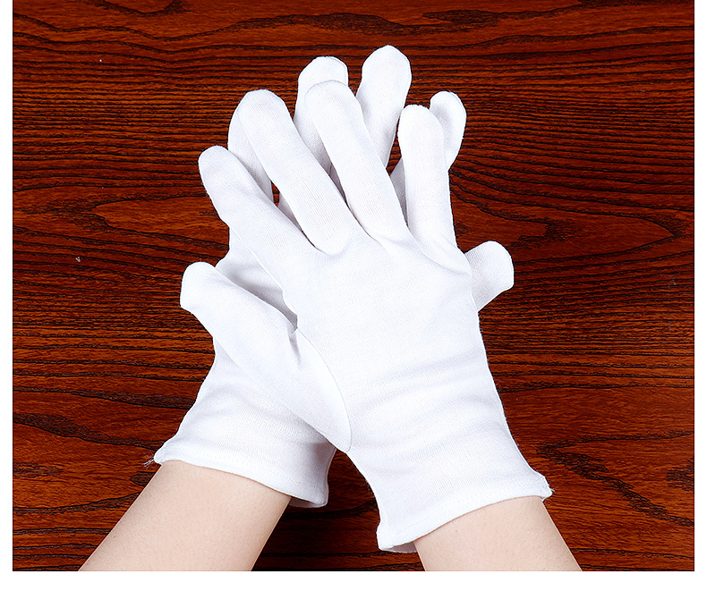 白色全棉棉毛作业手套 司机防护品质手套 棉毛工作礼仪劳保手套