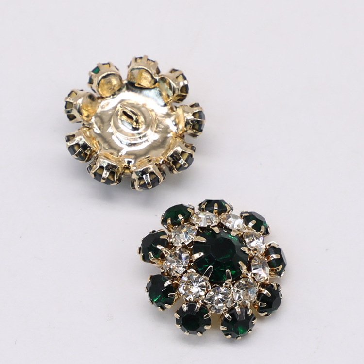 High-End Welding Metal Mushroom Button DIY Handmade Rhinestone Buttons Drill Buckle Decorative Buckle Hat Shirt Rhinestone Flower