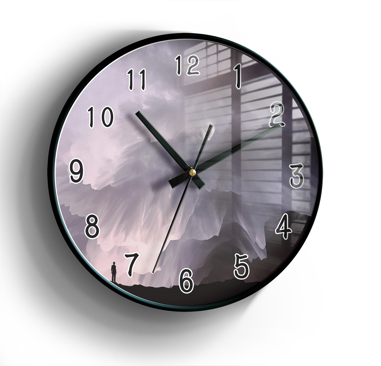 欧美时尚简约挂钟色彩天空云壁钟静音挂钟支持来图定制