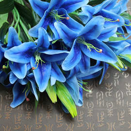仿真过胶百合仿真手感胶布香水百合家居客厅卧室餐桌摆设花花满庭
