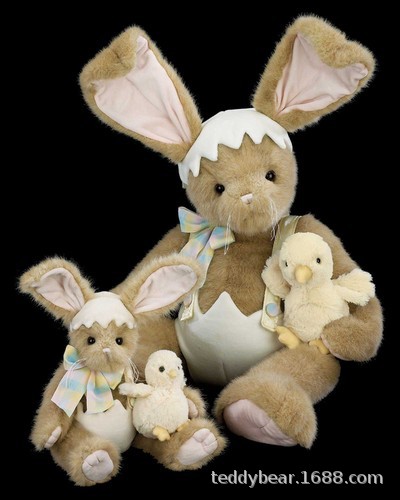 正版美国贝瑞泰迪熊 30寸特大抱鸭子蛋壳装大兔子 纯手工 全关节