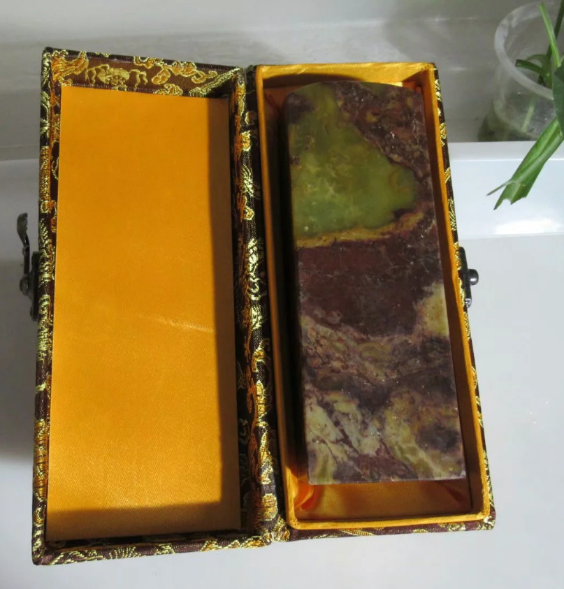 5.5*5.5*16精品老性青田石紫檀冻石早年特大正方章素章摆件礼品章