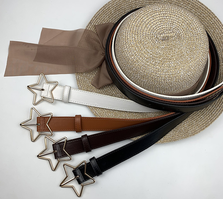 新款个性女士宽腰带创意五角星扣时尚皮带长款衬衣连衣裙装饰腰带
