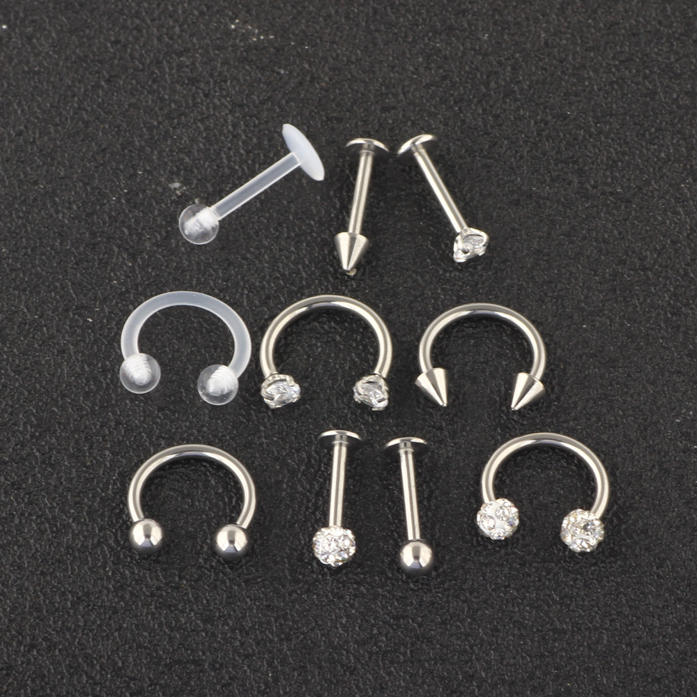 穿刺套装10件套 人体穿刺饰品套装鼻钉鼻环耳环耳骨钉cartilage