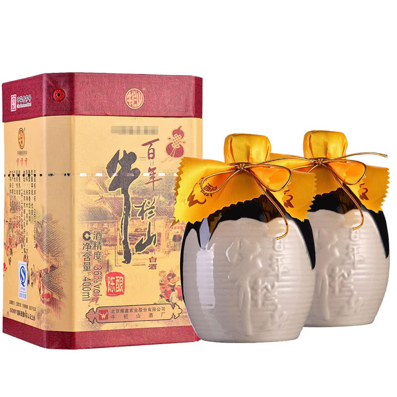 36度百年陈酿牛栏山三牛北京二锅头低度单瓶装400ml浓香型白酒正