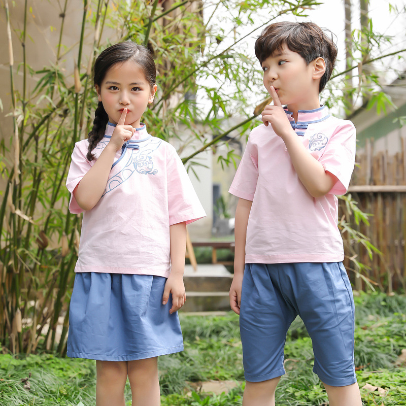 幼儿园园服夏装民族风儿童夏季班服汉服小学生校服演出服复古套装